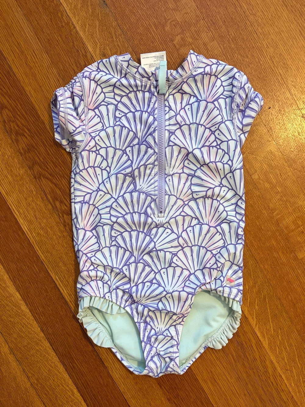 Ruffle Butts Purple Mermaid Short Sleeve Rash Guard One Piece